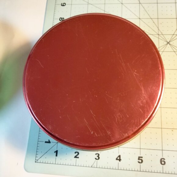 Red Round Metal Storage Tins Canisters Cookie Valentine Candy - Picture 2 of 6